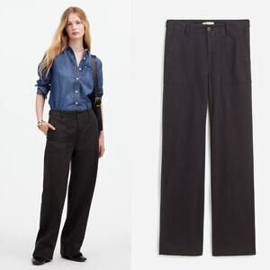 NEW Madewell Low-Slung Baggy Utility Pants Black Size 27 Small Minimalist Preppy